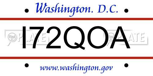 I72QOA District Of Columbia License Plate