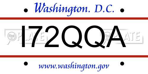 I72QQA District Of Columbia License Plate