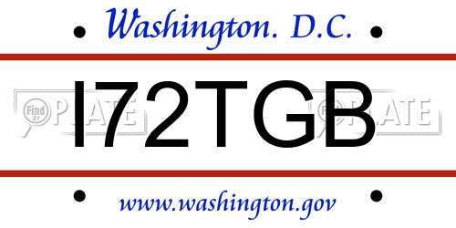 I72TGB District Of Columbia License Plate