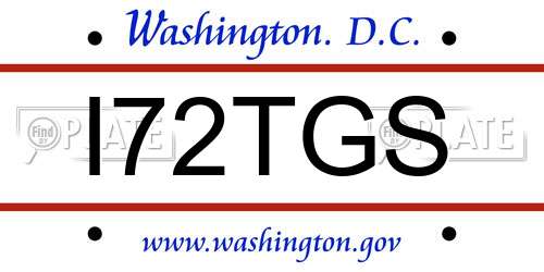 I72TGS District Of Columbia License Plate
