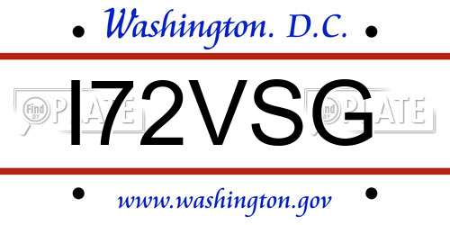 I72VSG District Of Columbia License Plate