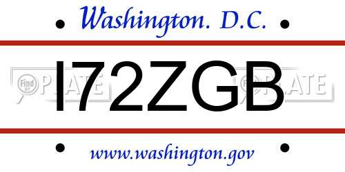 I72ZGB District Of Columbia License Plate