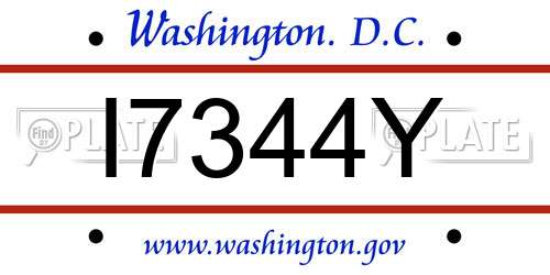 I7344Y District Of Columbia License Plate