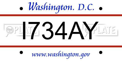 I734AY District Of Columbia License Plate
