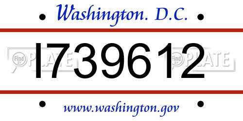 I739612 District Of Columbia License Plate