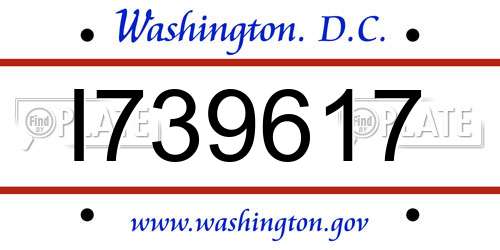 I739617 District Of Columbia License Plate