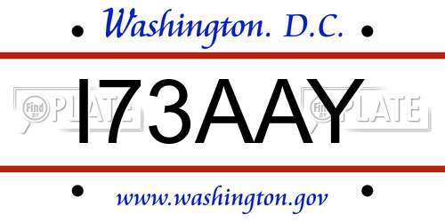 I73AAY District Of Columbia License Plate