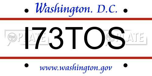 I73TOS District Of Columbia License Plate