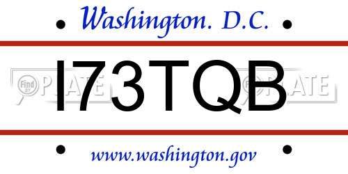 I73TQB District Of Columbia License Plate