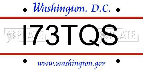 I73TQS District Of Columbia License Plate