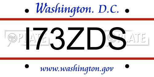 I73ZDS District Of Columbia License Plate