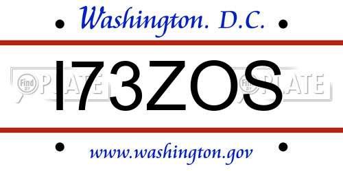 I73ZOS District Of Columbia License Plate