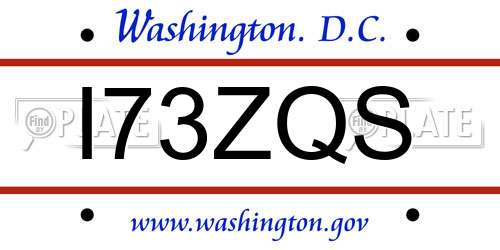 I73ZQS District Of Columbia License Plate