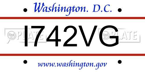 I742VG District Of Columbia License Plate