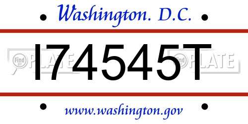 I74545T District Of Columbia License Plate