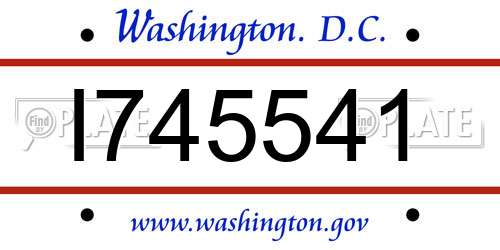 I745541 District Of Columbia License Plate