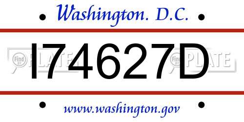 I74627D District Of Columbia License Plate