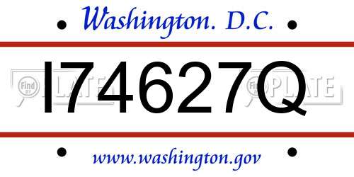 I74627Q District Of Columbia License Plate