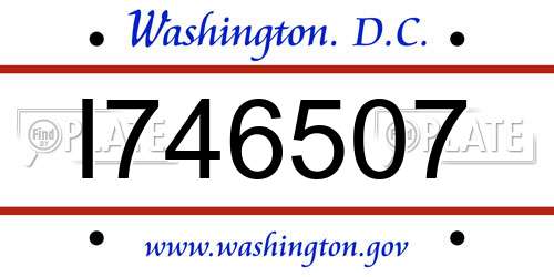 I746507 District Of Columbia License Plate