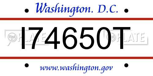 I74650T District Of Columbia License Plate