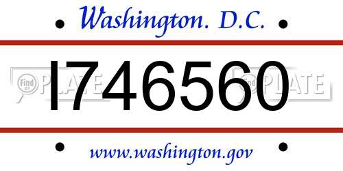 I746560 District Of Columbia License Plate