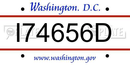 I74656D District Of Columbia License Plate