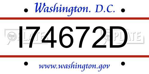 I74672D District Of Columbia License Plate