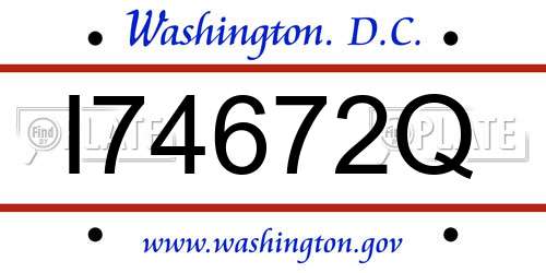 I74672Q District Of Columbia License Plate