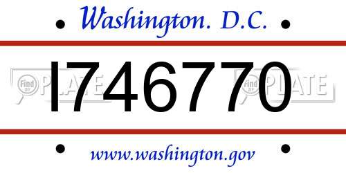 I746770 District Of Columbia License Plate