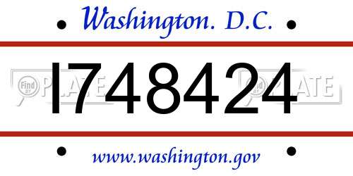 I748424 District Of Columbia License Plate