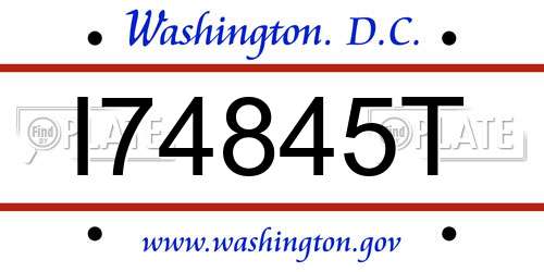 I74845T District Of Columbia License Plate