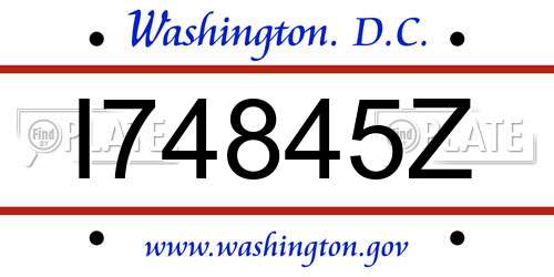 I74845Z District Of Columbia License Plate
