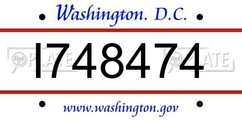 I748474 District Of Columbia License Plate
