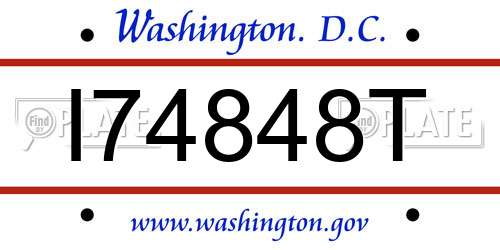 I74848T District Of Columbia License Plate