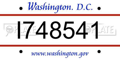 I748541 District Of Columbia License Plate