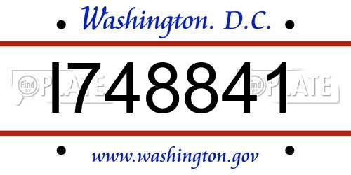 I748841 District Of Columbia License Plate