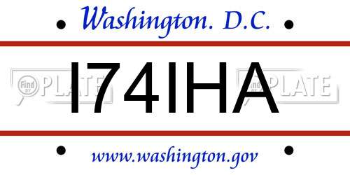 I74IHA District Of Columbia License Plate