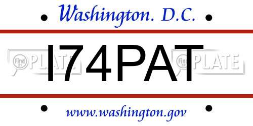 I74PAT District Of Columbia License Plate