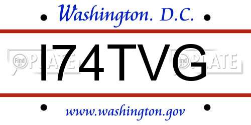I74TVG District Of Columbia License Plate
