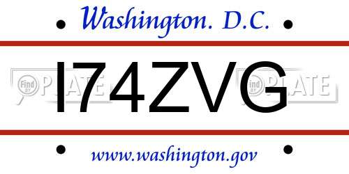 I74ZVG District Of Columbia License Plate