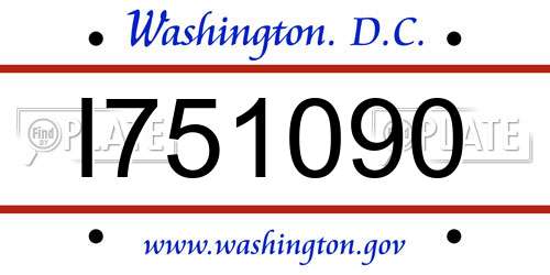 I751090 District Of Columbia License Plate