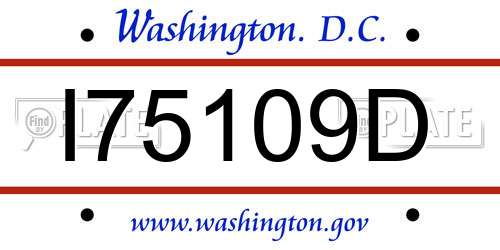 I75109D District Of Columbia License Plate
