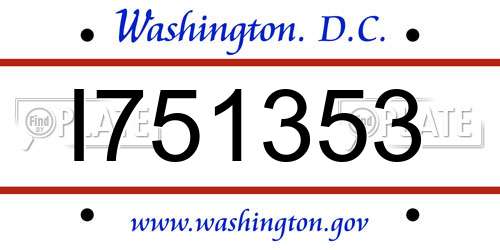 I751353 District Of Columbia License Plate