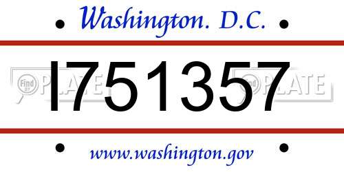 I751357 District Of Columbia License Plate
