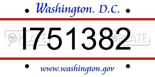 I751382 District Of Columbia License Plate