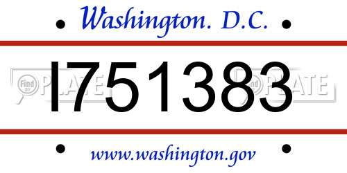 I751383 District Of Columbia License Plate