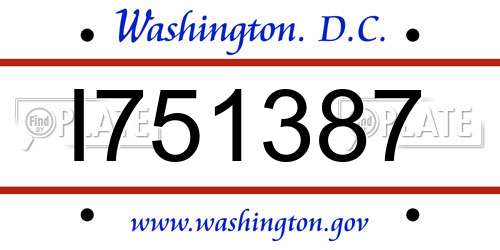 I751387 District Of Columbia License Plate