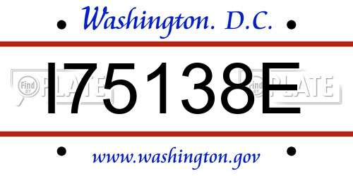 I75138E District Of Columbia License Plate