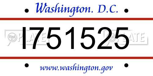 I751525 District Of Columbia License Plate