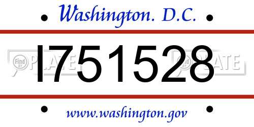 I751528 District Of Columbia License Plate